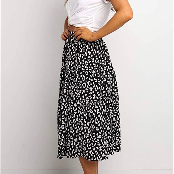 Boho leopard print Aline midi skirt - Picture 2 of 6